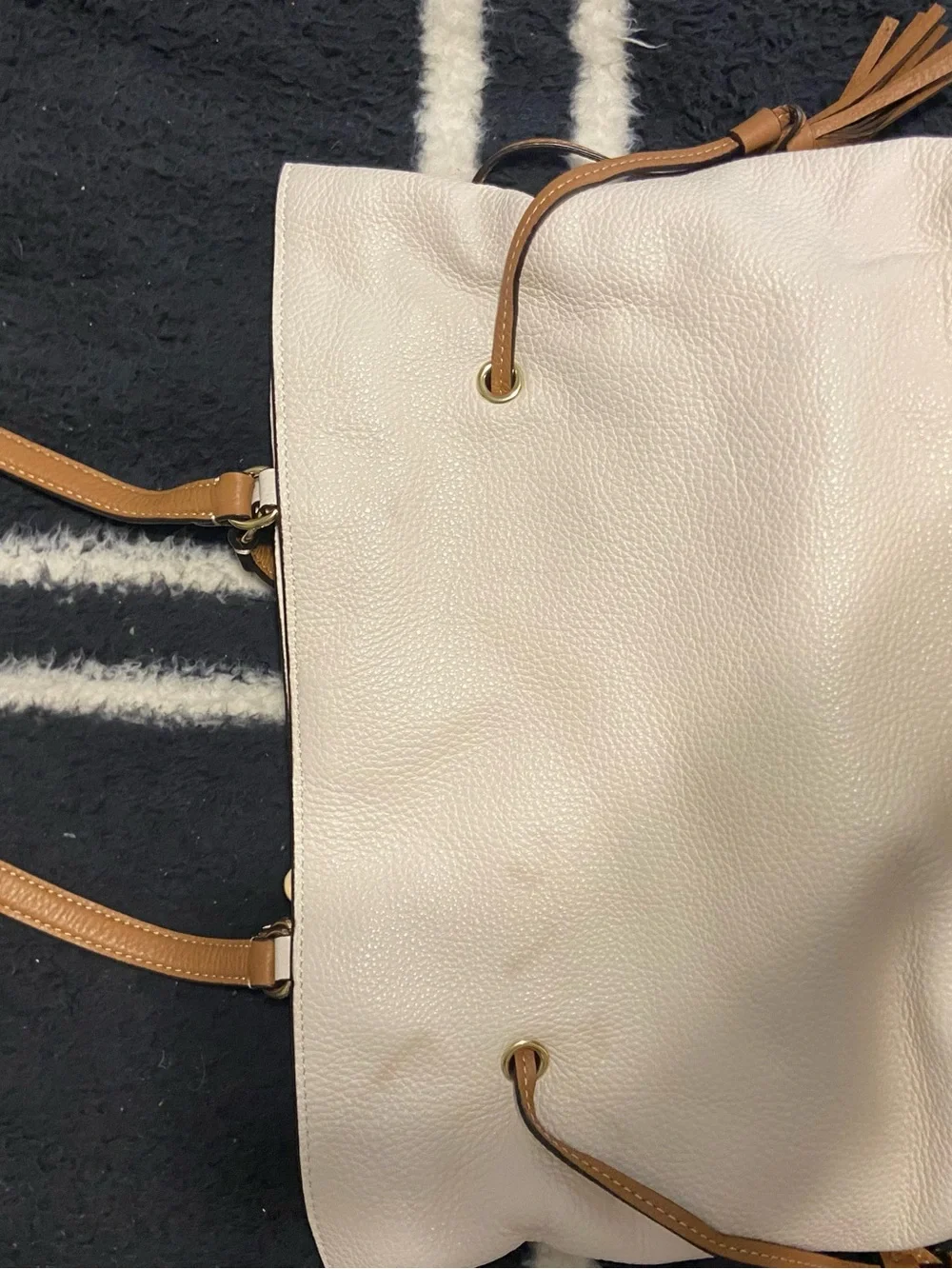 Coach Cream Leather Tote with Tan Straps
